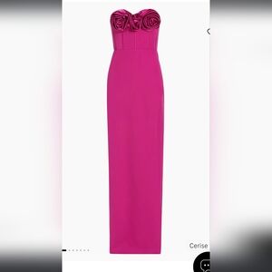 ML Monique Lhuillier Stella Rosette Strapless Corset Gown